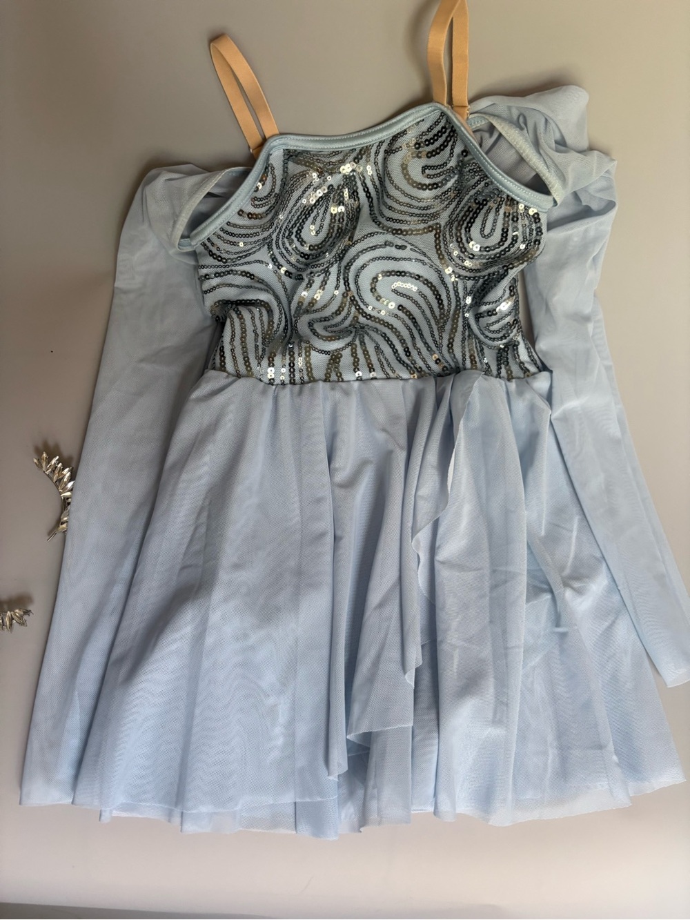 Weissman Light Blue Sequin Bodice Tulle Skater Skirt